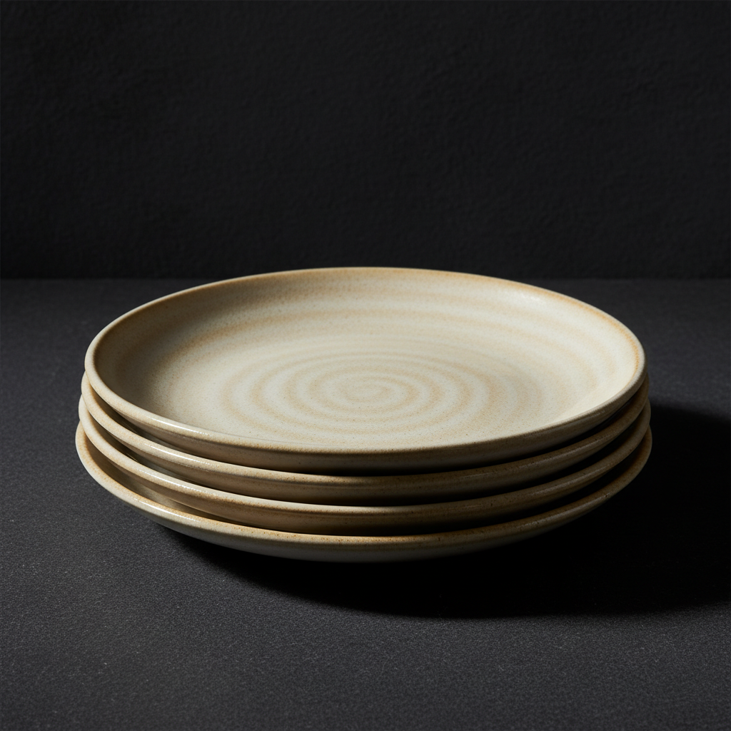 Set 4 assiettes grès artisanales