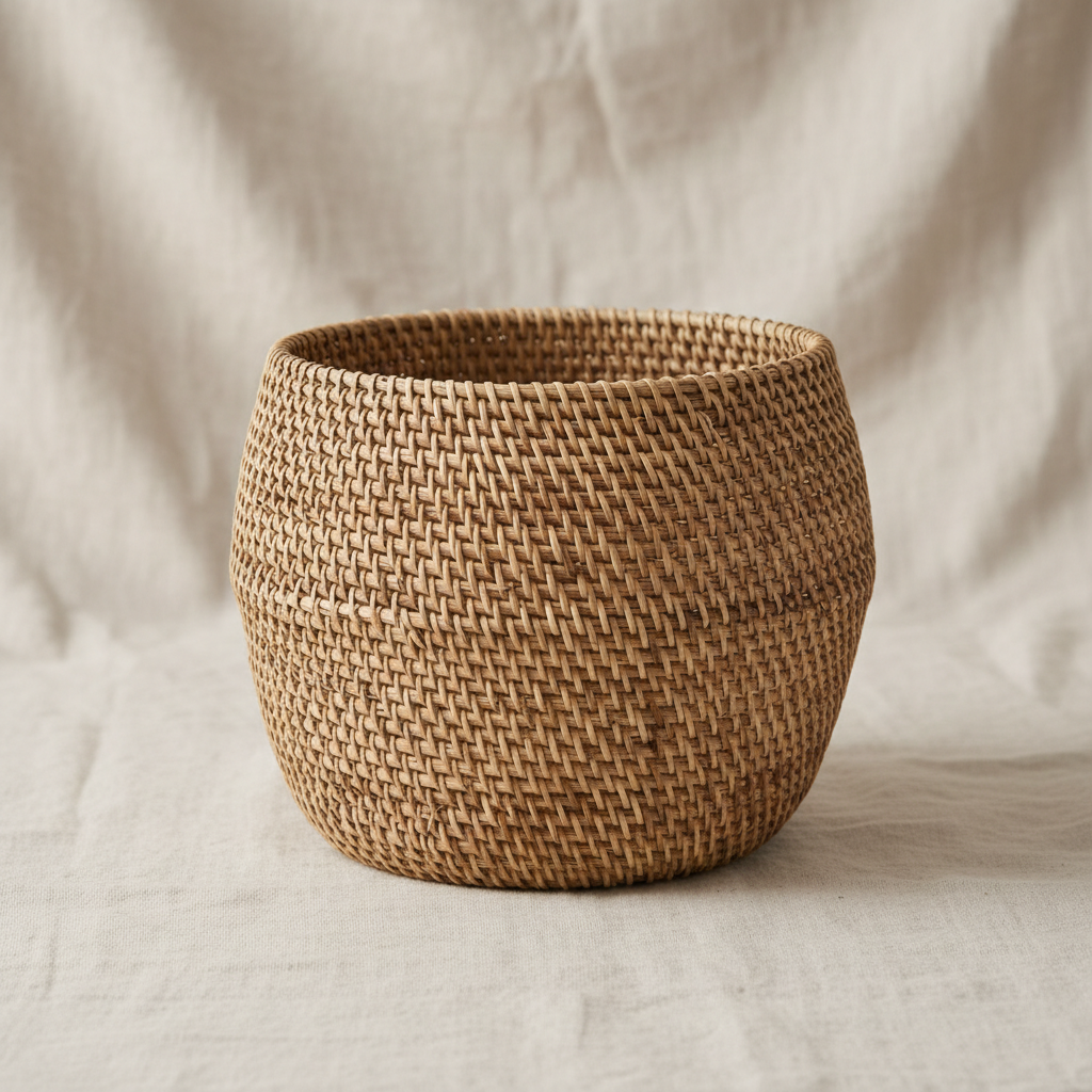 Cache-pot rotin tressé