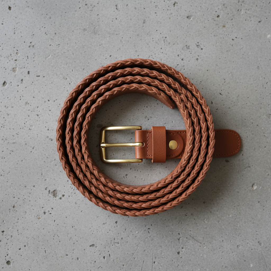 Ceinture cuir tressé brun T90
