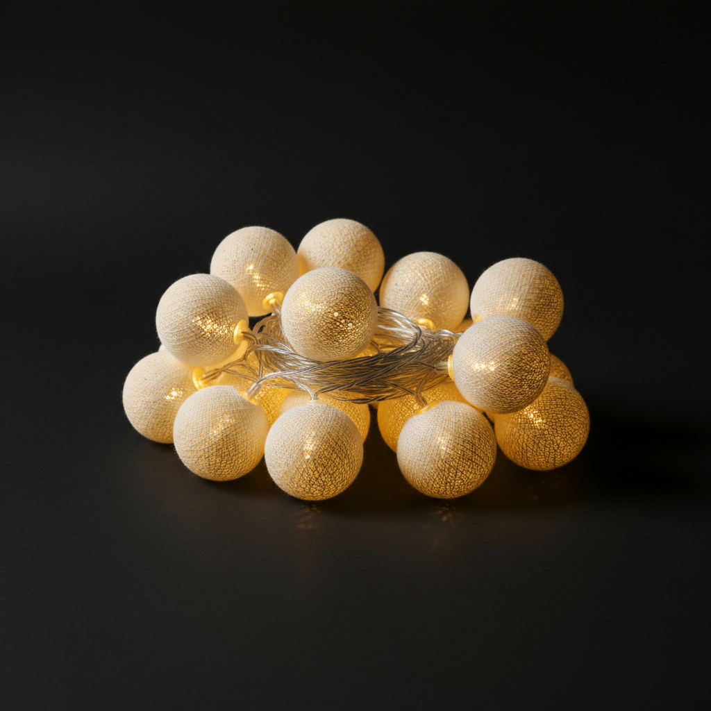 Guirlande LED 20 boules coton