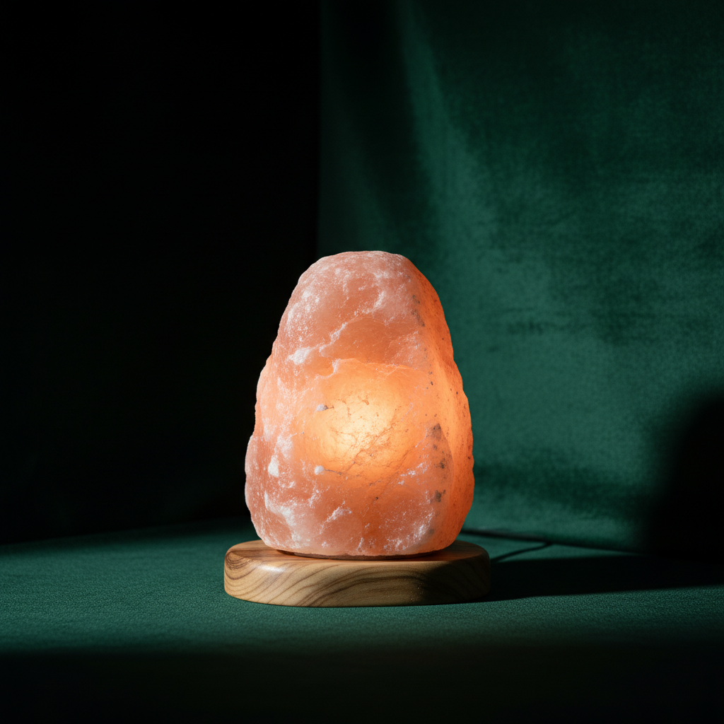 Lampe sel Himalaya socle bois