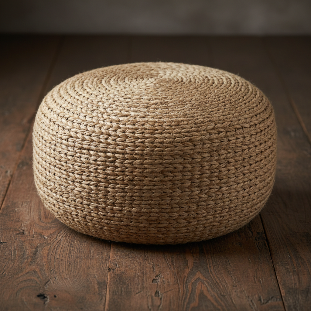Pouf rond jute tressée Ø45 cm