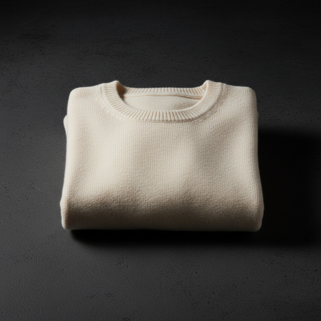 Pull en laine crème col rond T M